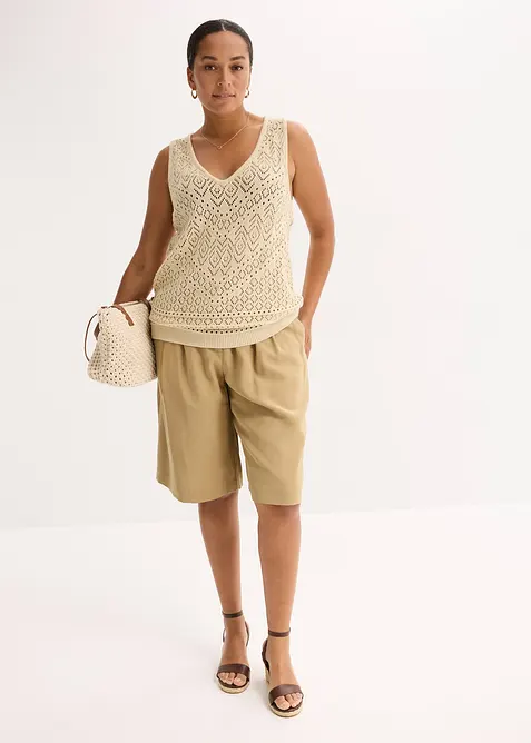 Stickat linne med hålmönster, bonprix