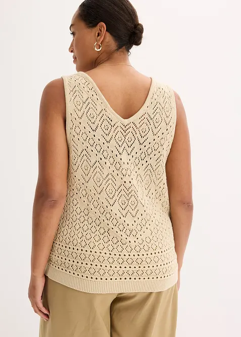 Stickat linne med hålmönster, bonprix