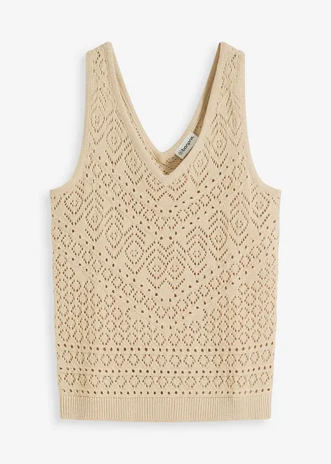 Stickat linne med hålmönster, bonprix