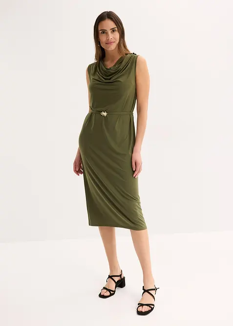 Jerseyklänning med skärp (2 delar), bonprix