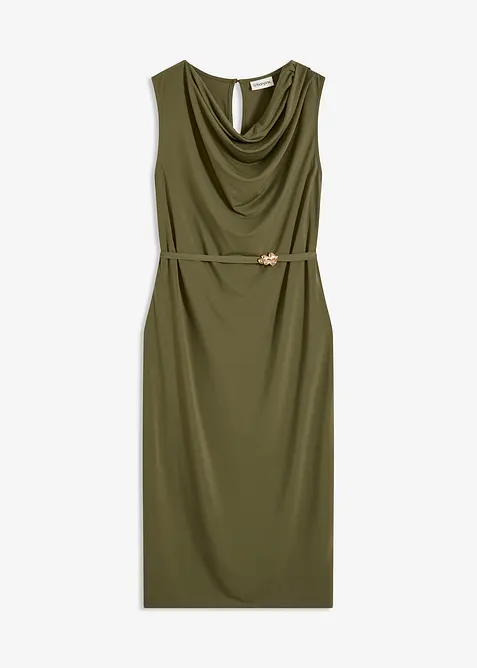 Jerseyklänning med skärp (2 delar), bonprix