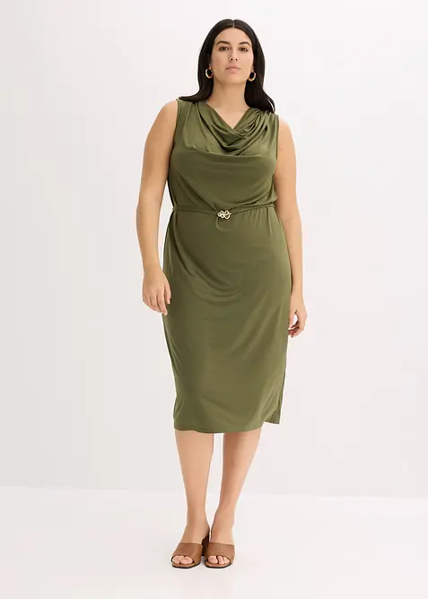 Jerseykl&auml;nning med sk&auml;rp (2 delar), bonprix