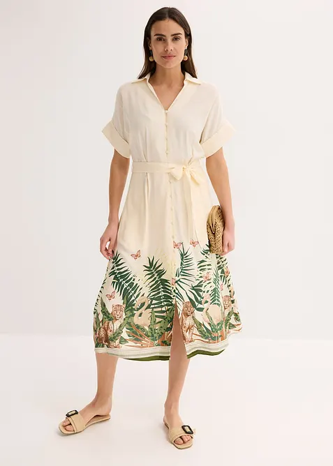 Skjortklänning med bårdmönster, bonprix