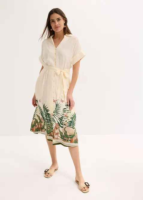 Skjortklänning med bårdmönster, bonprix