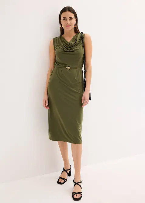 Jerseyklänning med skärp (2 delar), bonprix