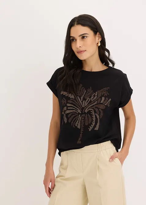 Topp av bomull, med nitapplikation, bonprix