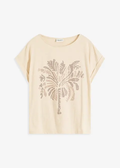 Topp av bomull, med nitapplikation, bonprix