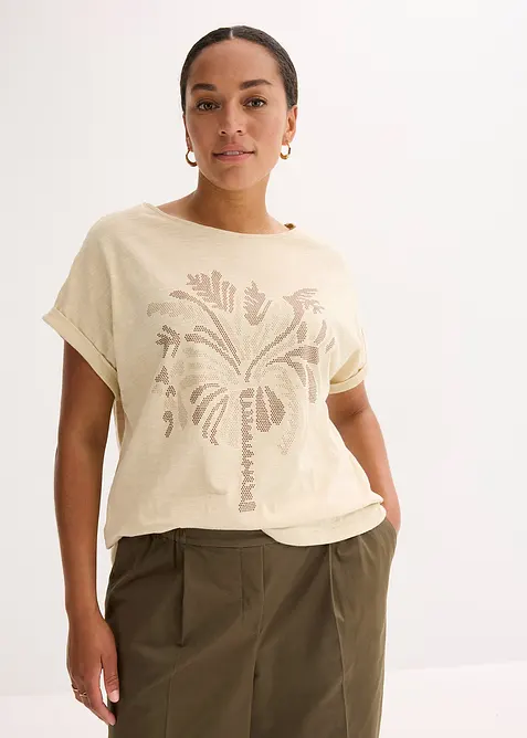 Topp av bomull, med nitapplikation, bonprix