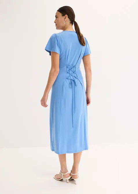 Trikåklänning med slits, bonprix