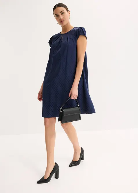 Jacquardkl&auml;nning med lagda veck, bonprix