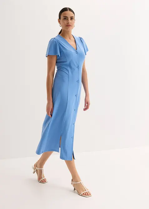 Trikåklänning med slits, bonprix