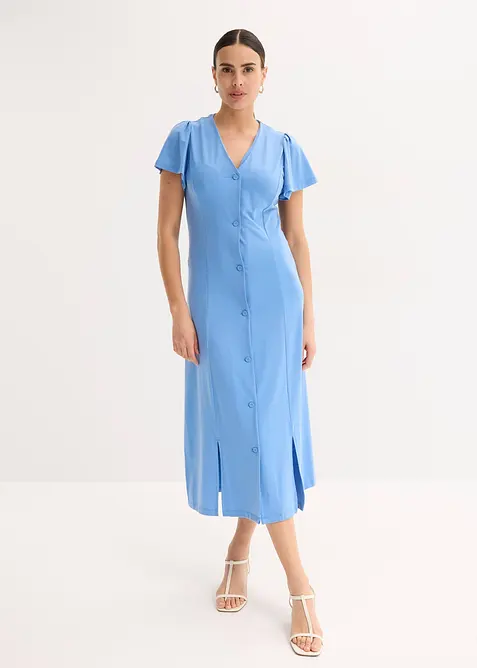 Trikåklänning med slits, bonprix