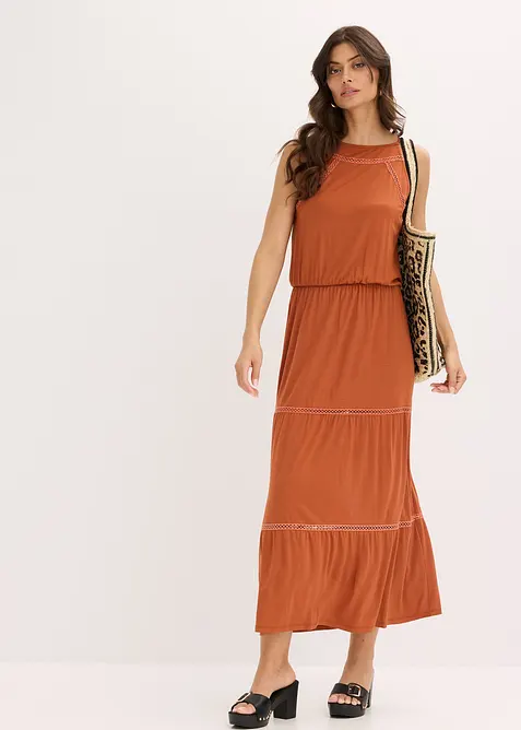 Maxikl&auml;nning med virkade inf&auml;llningar, bonprix