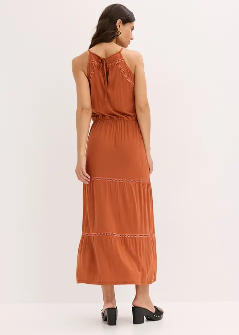 Maxikl&auml;nning med virkade inf&auml;llningar, bonprix