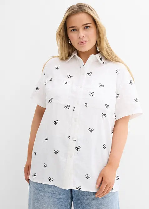 Kort&auml;rmad muslinblus, bonprix