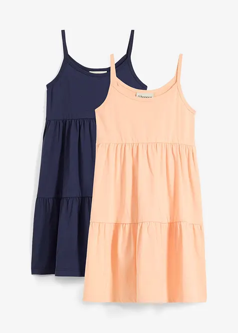 Jerseyklänning av ren bomull (2-pack), bonprix