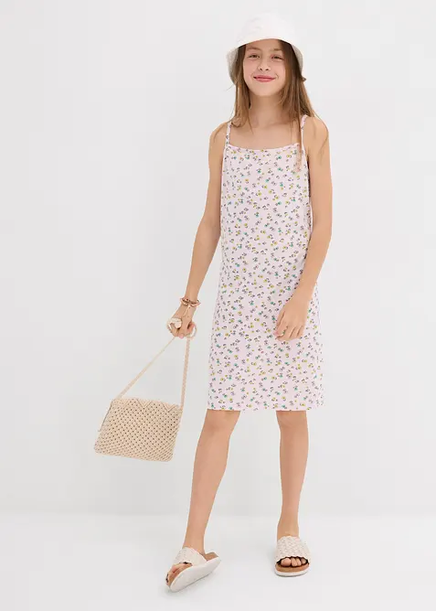 Jerseyklänning för barn i elastisk bomullsmix (2-pack), bonprix