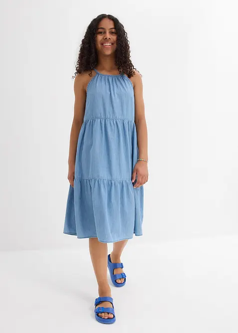 Jeansklänning för barn i följsam bomull, bonprix