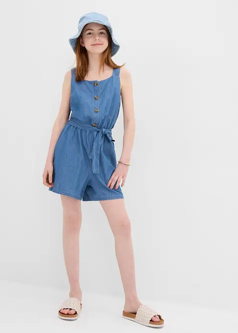 Jumpsuit i denim av mjuk bomull för barn, bonprix