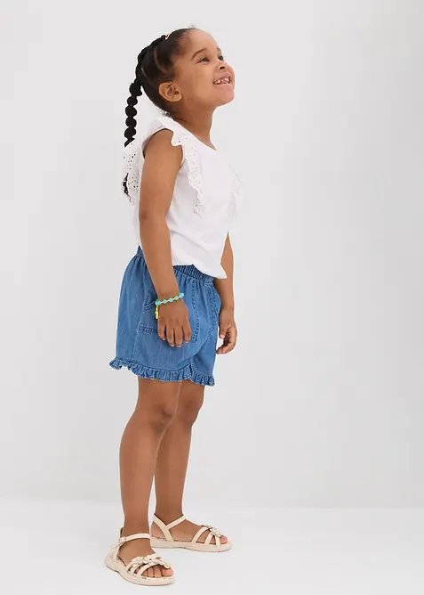 Jeansshorts för barn i följsam bomull, bonprix