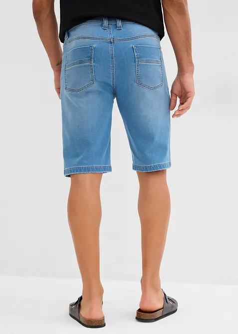 Jeansbermudas i trikå (2-pack), smal passform, bonprix