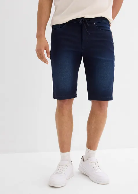 Trikåbermudas med bekväm midja och jeanslook, Regular Fit (2-pack), bonprix