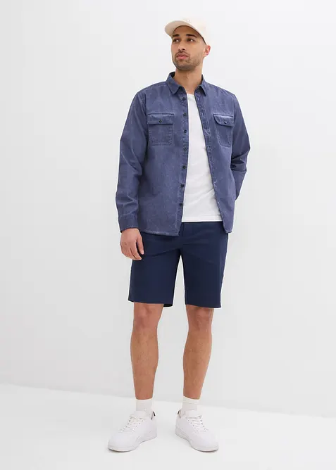 Stretchiga bermudas i chinosmodell (2-pack), normal passform, bonprix