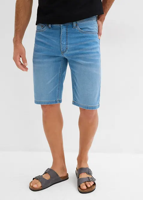 Jeansbermudas i trikå (2-pack), smal passform, bonprix