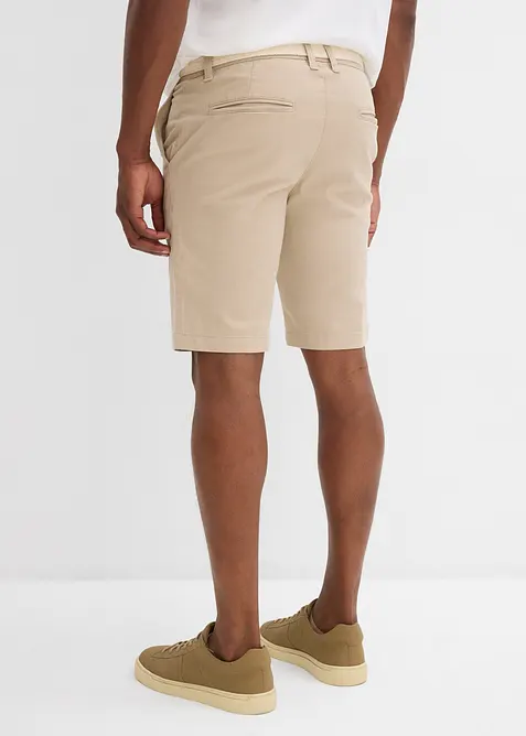 Stretchiga bermudas med skärp, Regular Fit, bonprix