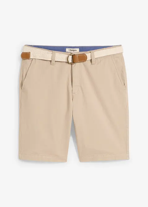 Stretchiga bermudas med skärp, Regular Fit, bonprix