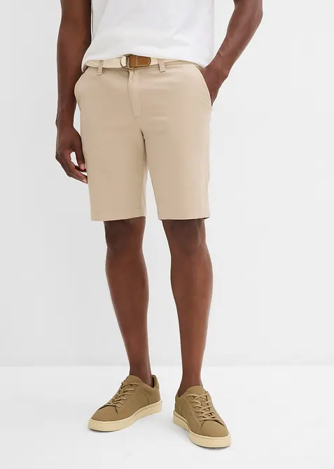Stretchiga bermudas med skärp, Regular Fit, bonprix