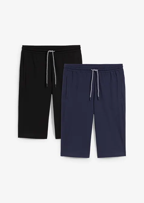Jerseyshorts i lång modell av ekologisk bomull (2-pack), bonprix
