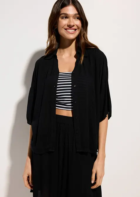 Strandblus i viskos med halvlång ärm, bonprix