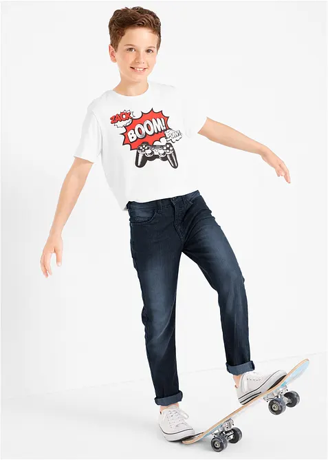 Slim Fit Stretch Jeans med justerbar midja för barn, Straight, bonprix