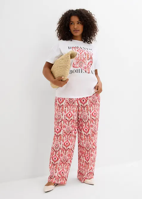 Byxa i dra p&aring;-modell av kr&auml;pp med struktur, bonprix