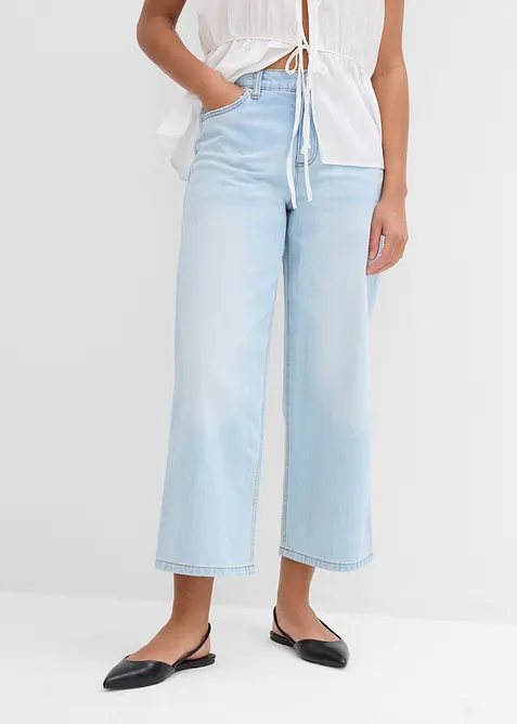 Baggy Jeans Mid Waist Super Soft, cropped, bonprix