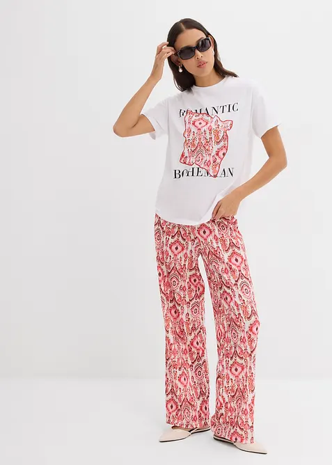 Byxa i dra p&aring;-modell av kr&auml;pp med struktur, bonprix