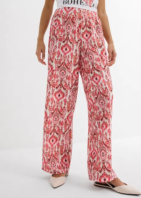 Byxa i dra p&aring;-modell av kr&auml;pp med struktur, bonprix