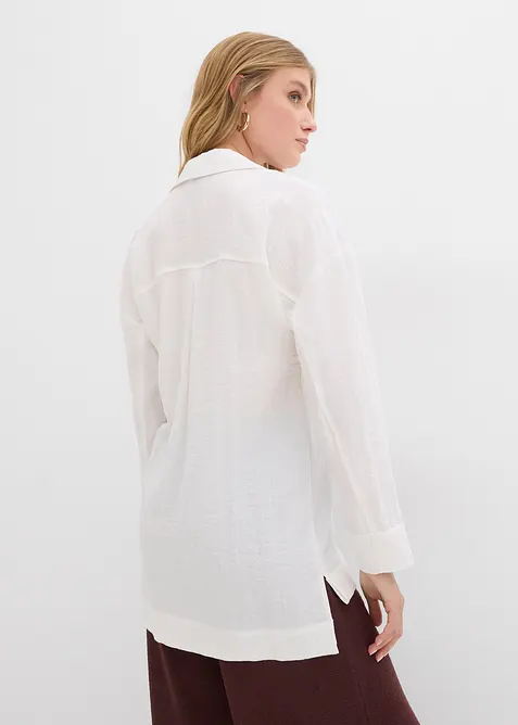 Skjortblus i mjuk viskosmix, bonprix