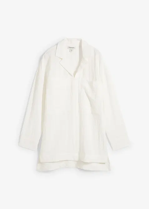 Skjortblus i mjuk viskosmix, bonprix