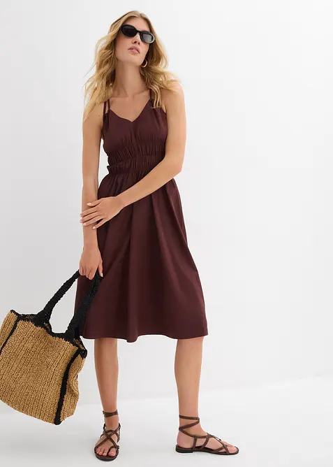 Klänning med axelband, av ekologisk bomull, bonprix