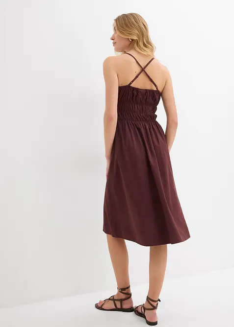 Klänning med axelband, av ekologisk bomull, bonprix