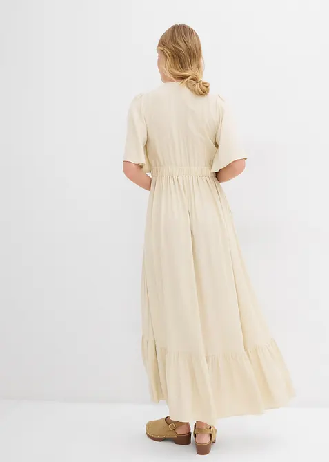 Maxiklänning med våder i följsam viskos, bonprix