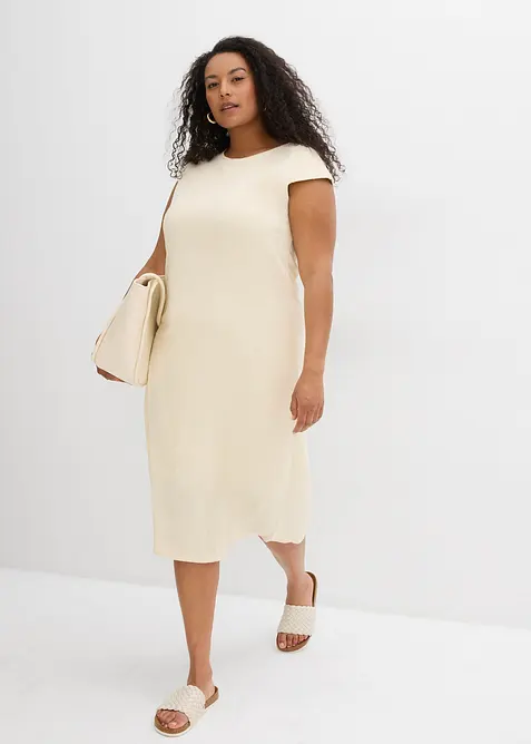 Mellanl&aring;ng kl&auml;nning med stickad look, bonprix