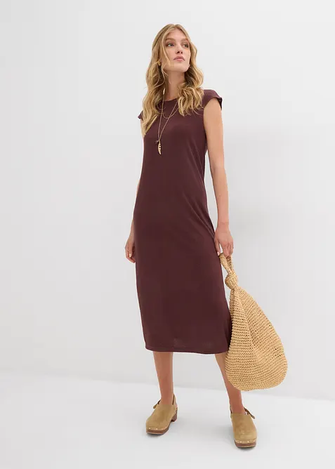 Mellanl&aring;ng kl&auml;nning med stickad look, bonprix