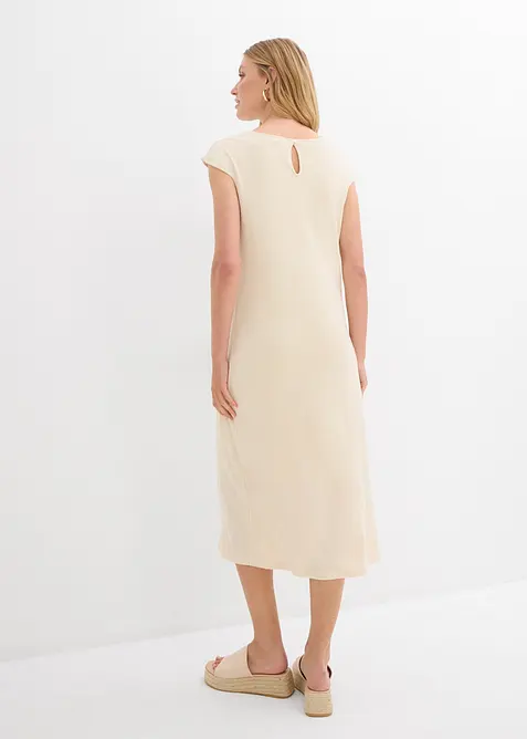 Mellanlång klänning med stickad look, bonprix