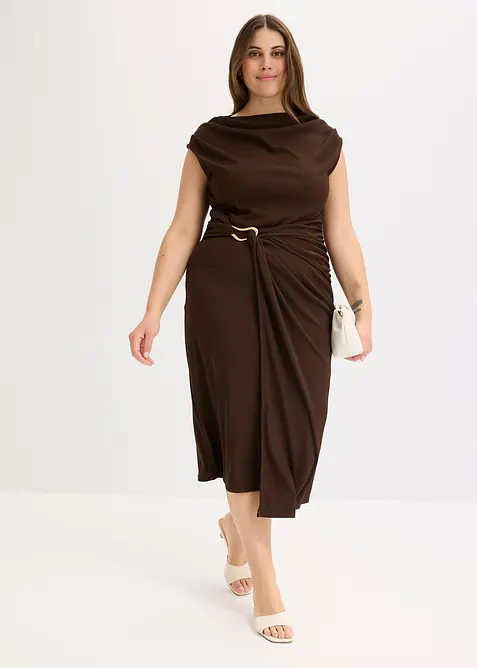 Draperad midikl&auml;nning i omlottstil, bonprix