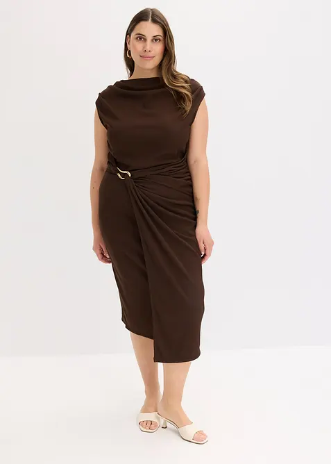 Draperad midikl&auml;nning i omlottstil, bonprix