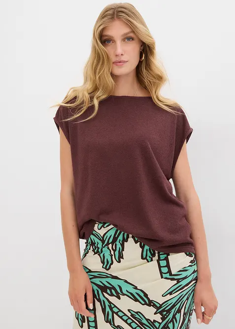 Oversizetopp med stickad look, bonprix