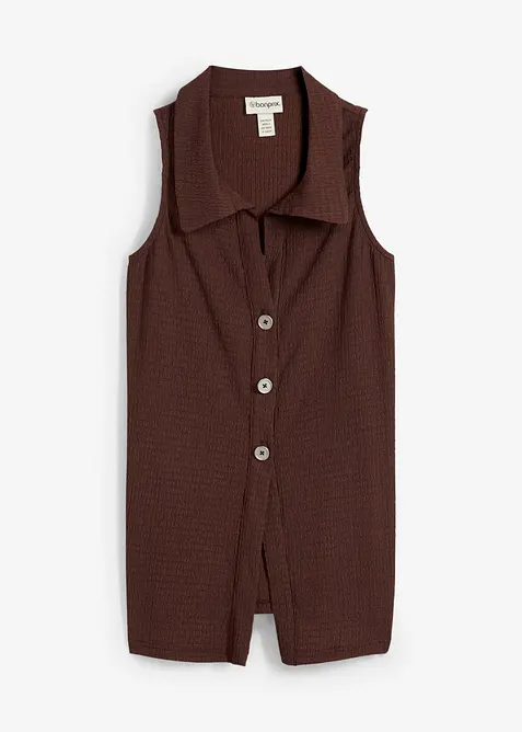 Ärmlös topp i kräppat material med struktur, bonprix